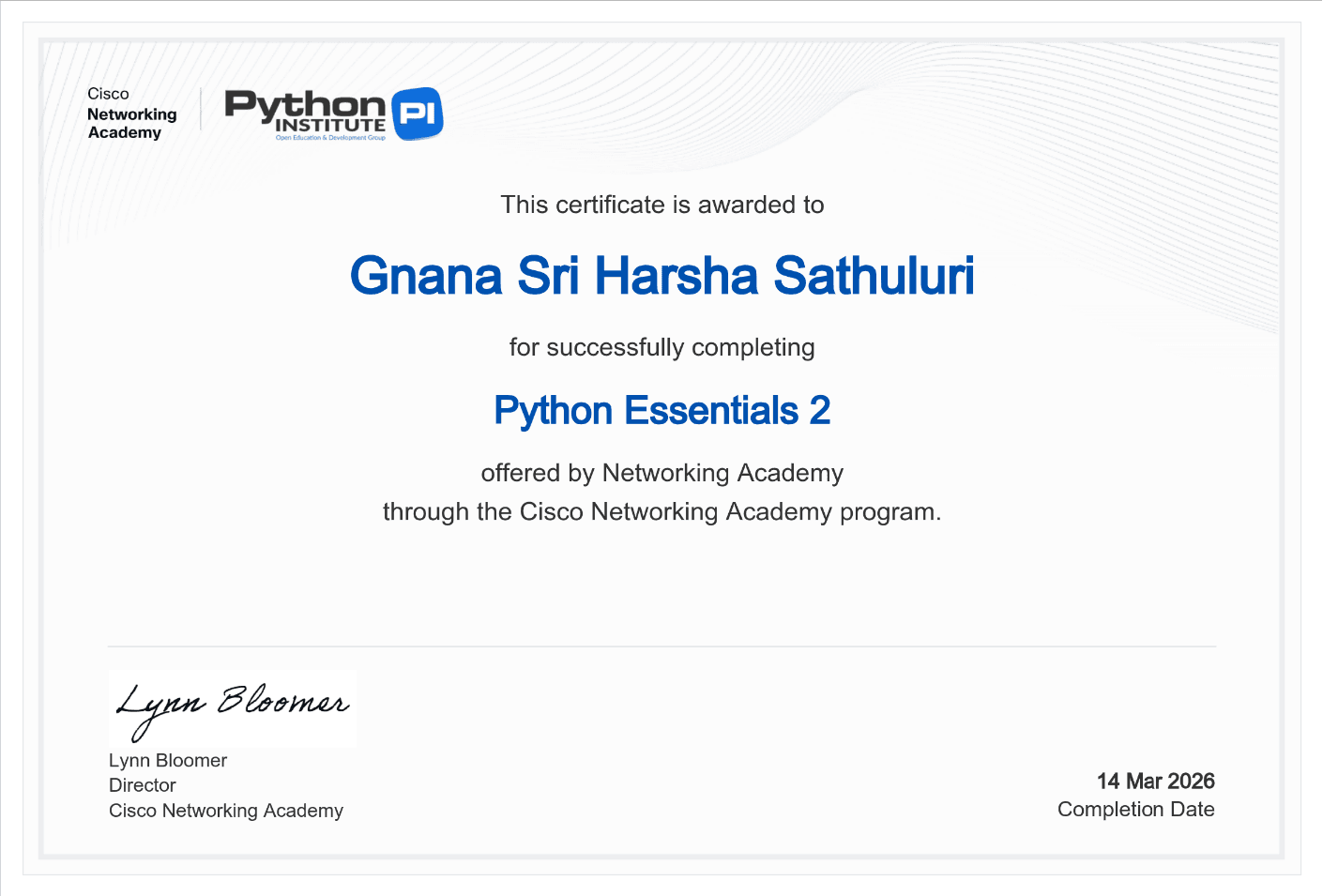 Certificate: Python Essentials 2