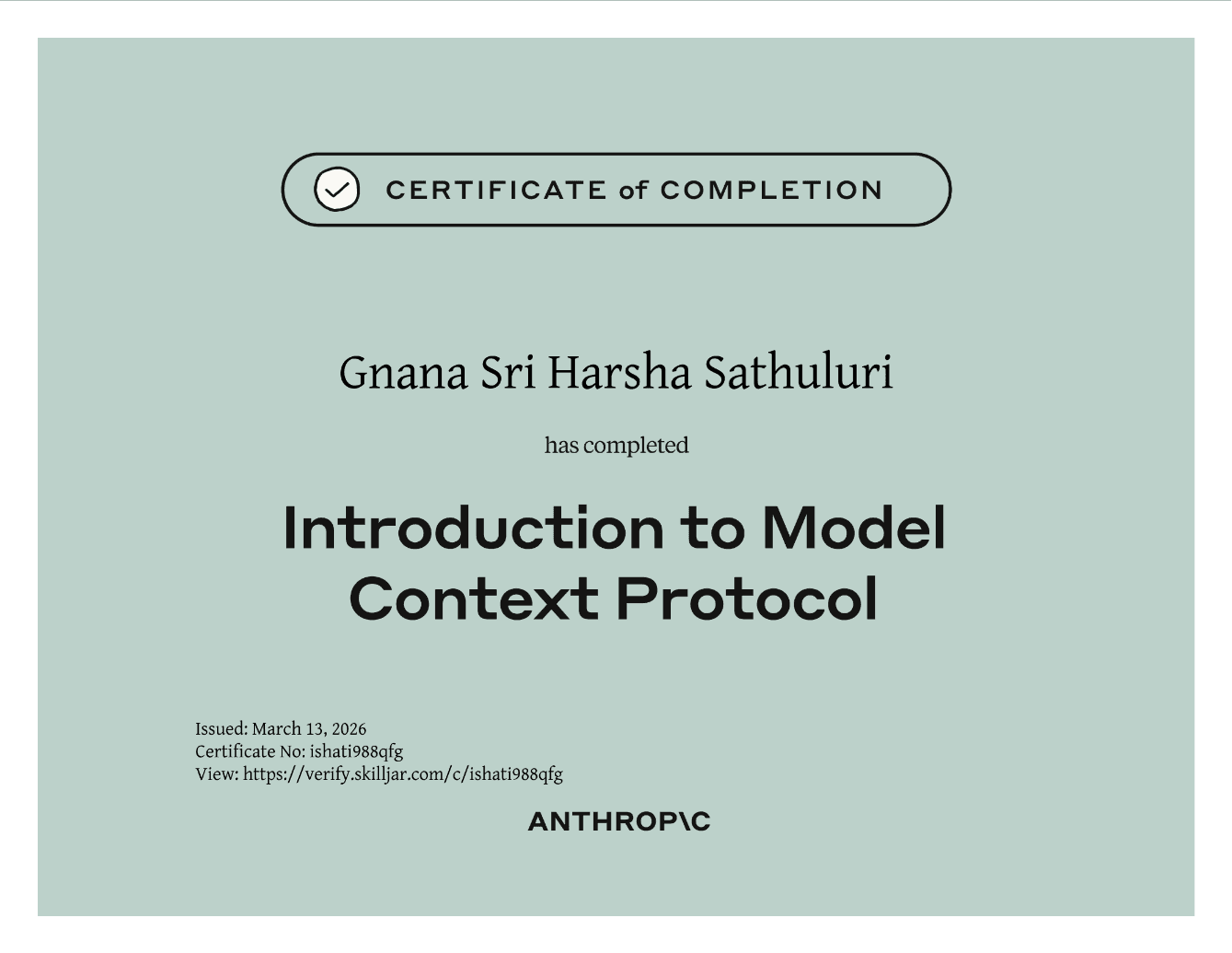 Certificate: Introduction to Model Context Protocol